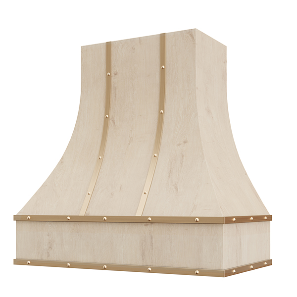 Curved with Brass Strapping and Buttons range hood