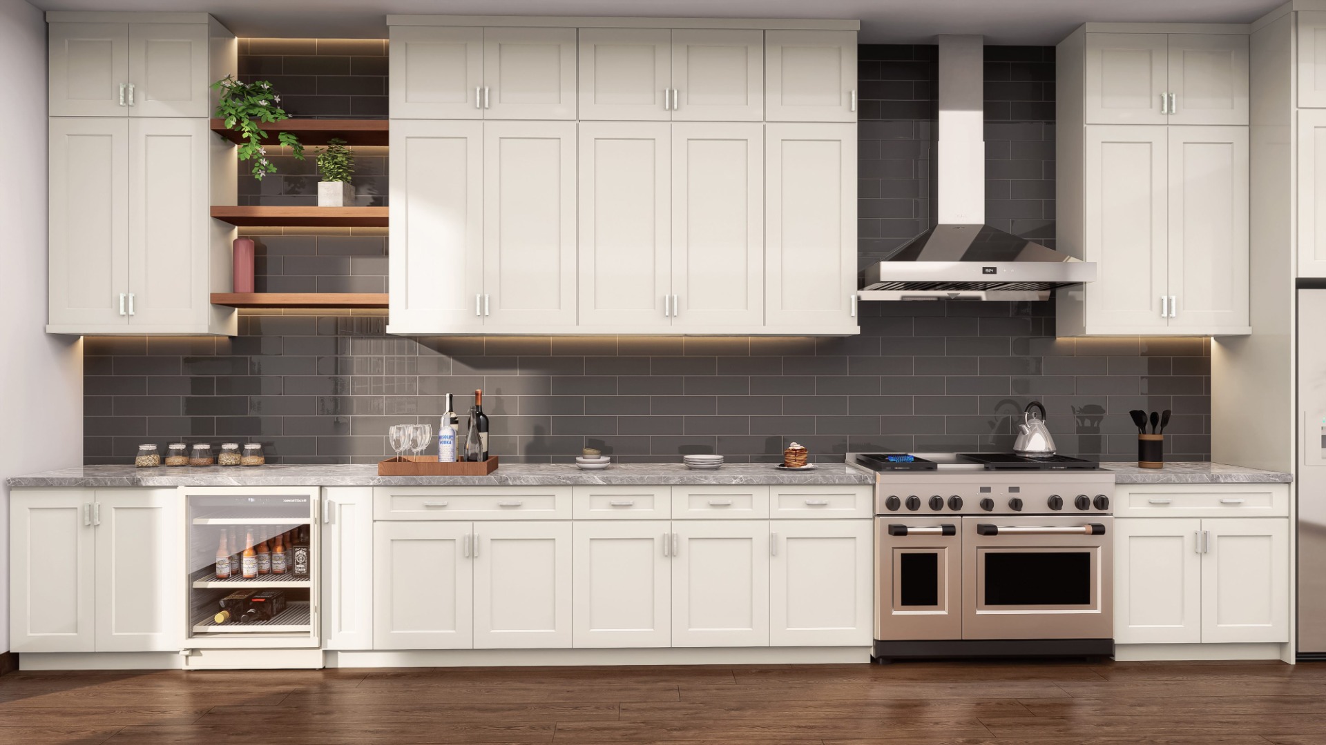 Cream White Shaker kitchen, view 4
